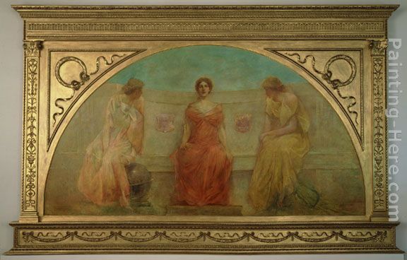 Commerce and Agriculture Bringing Wealth to Detroit painting - Thomas Wilmer Dewing Commerce and Agriculture Bringing Wealth to Detroit art painting